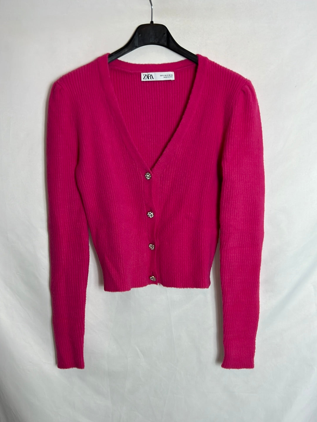 Pink jewel-buttoned Ts sweater
