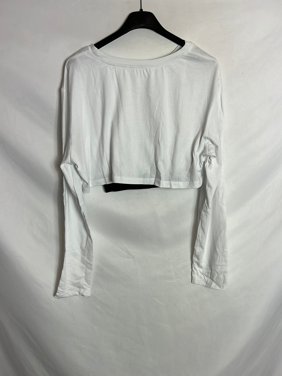 ZARA. Camiseta crop blanca manga larga. T S