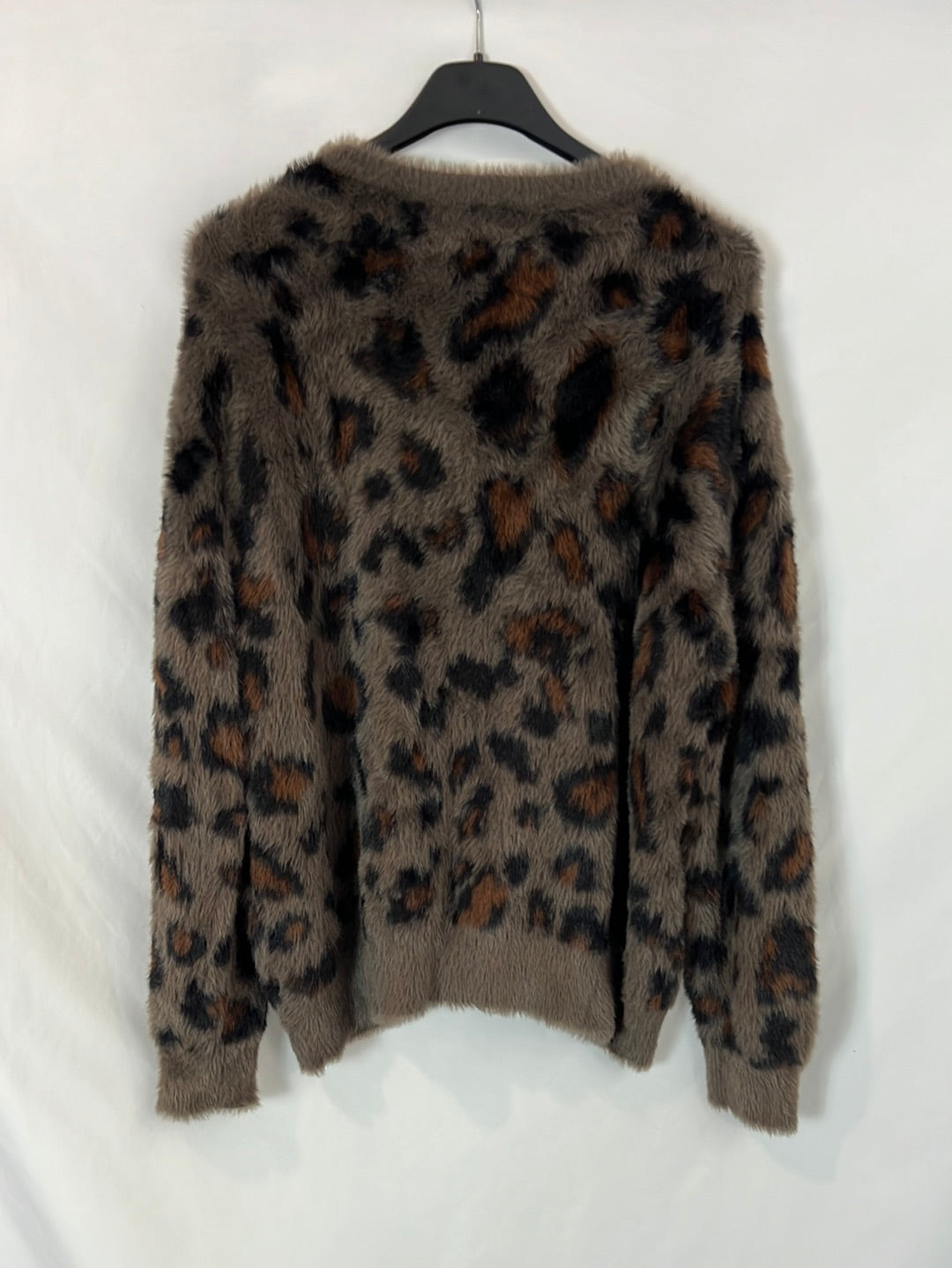 ZARA. Cárdigan textura animal print. T XL