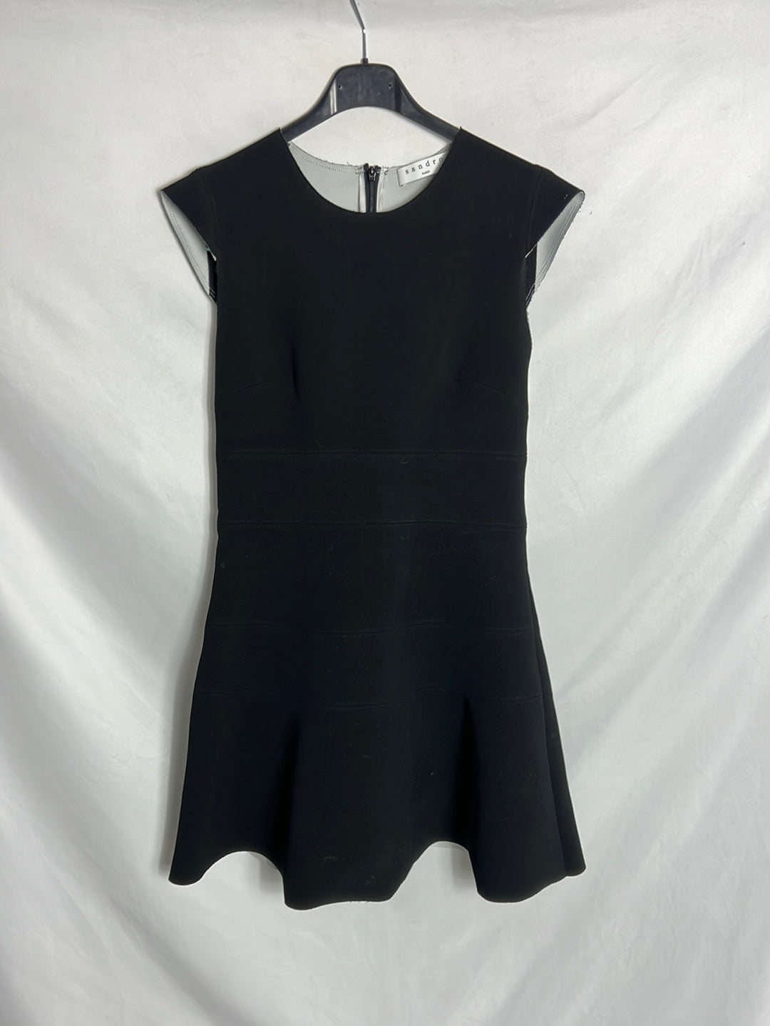 SANDRO. Short black textured dress. Size 1(S) – Hibuy market