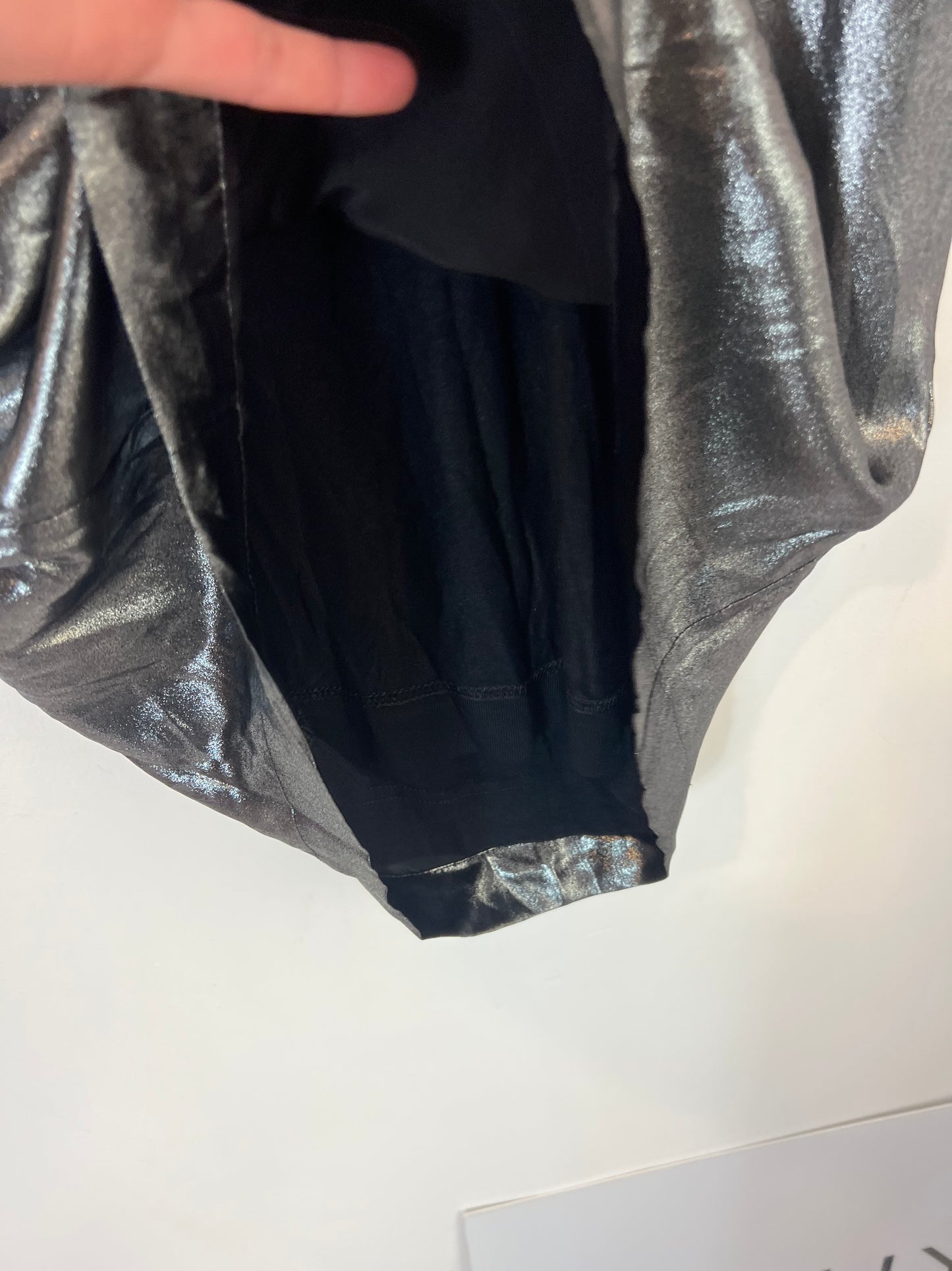 ELLA LUNA. Metallic silk top with chain detail on the back. TS