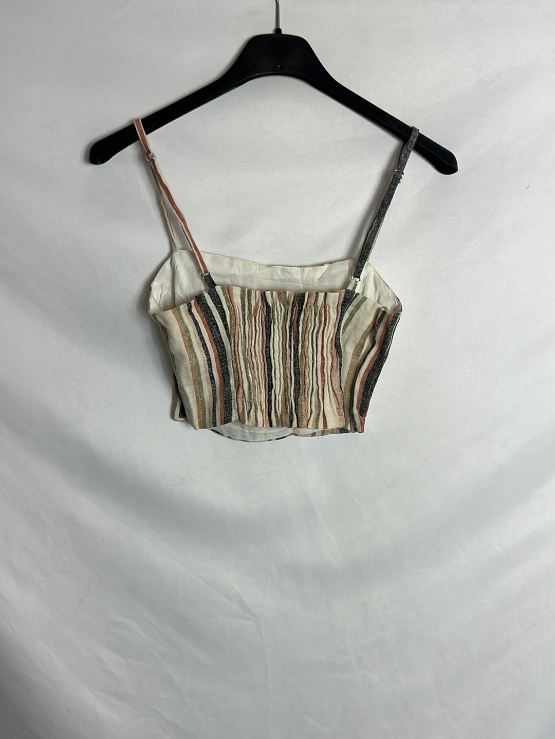 STRADIVARIUS . Crop top rayas efecto Lino. T XS