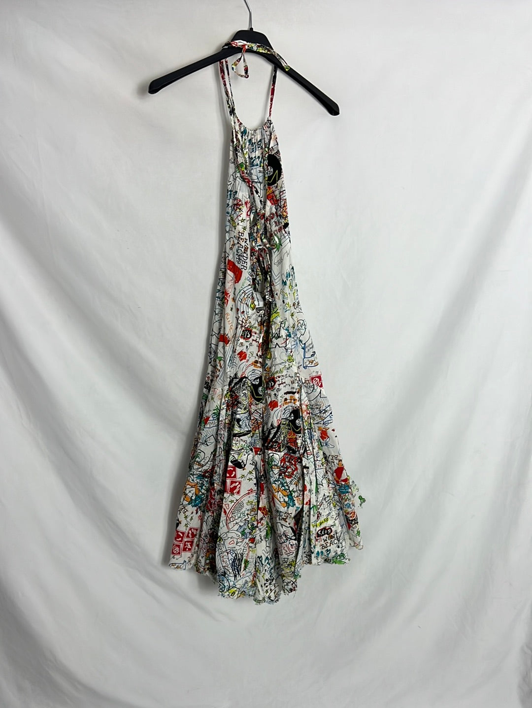 DESIGUAL. Vestido blanco estampado. T 36