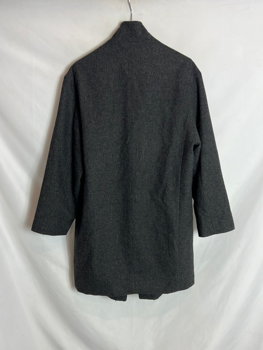 MANGO. Abrigo gris jaspeado T.xs