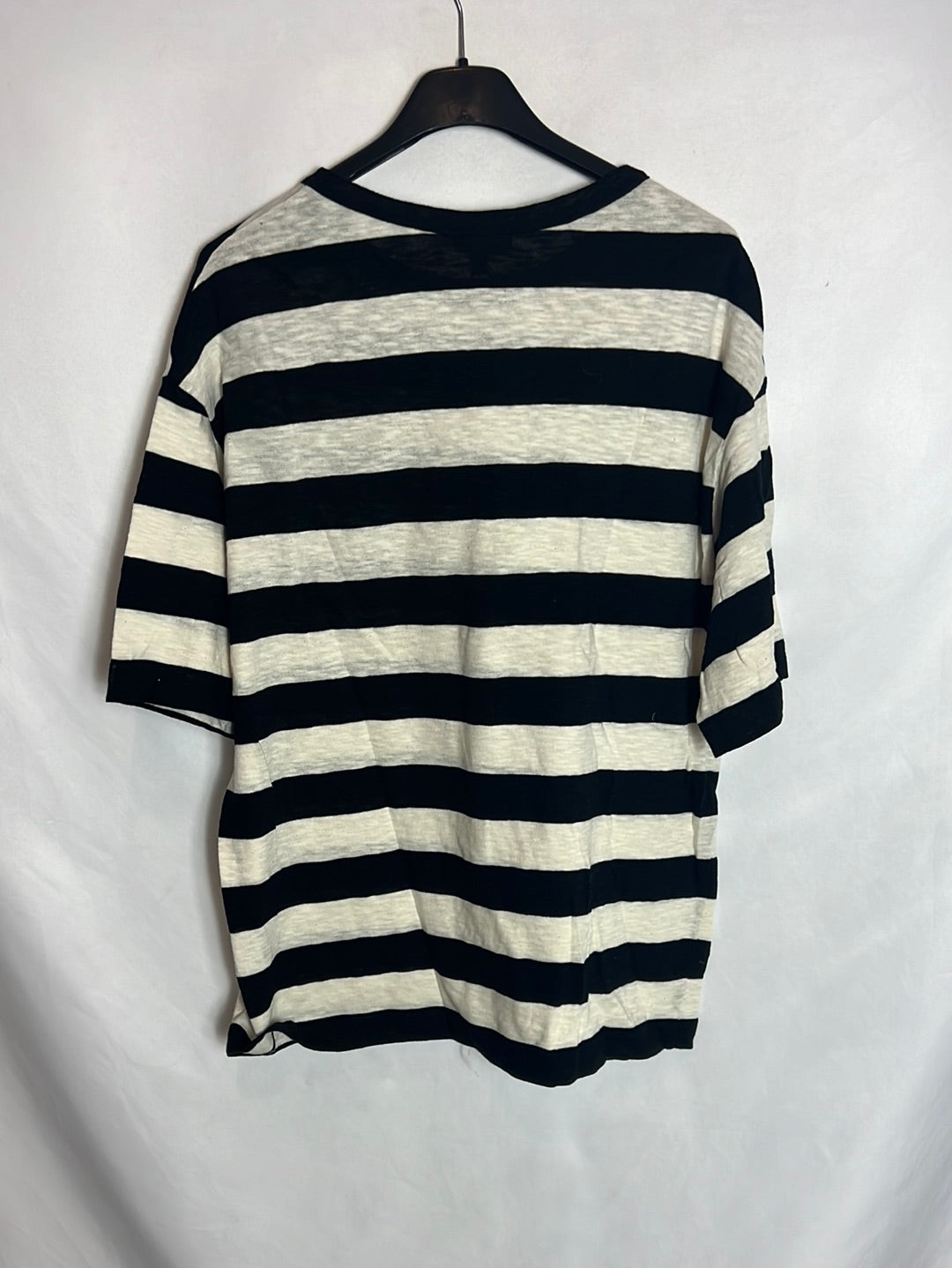 MASSIMO DUTTI. Top algodón rayas azules y blancas. T M
