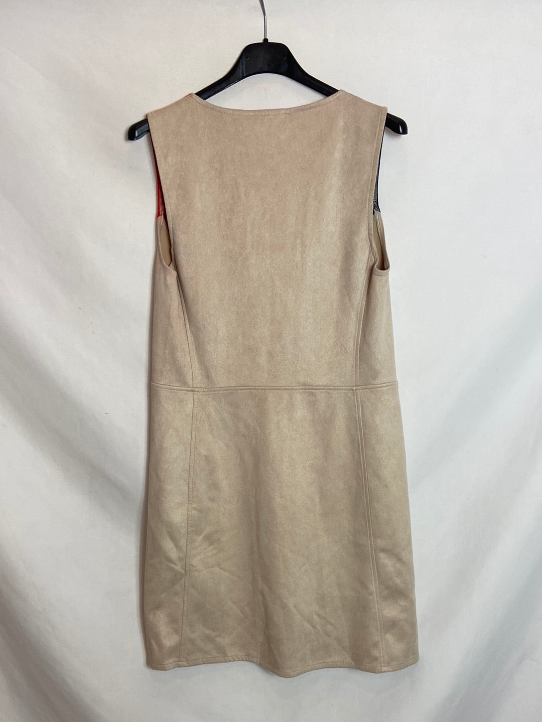 ZARA. Vestido antelina beige tricolor T.S