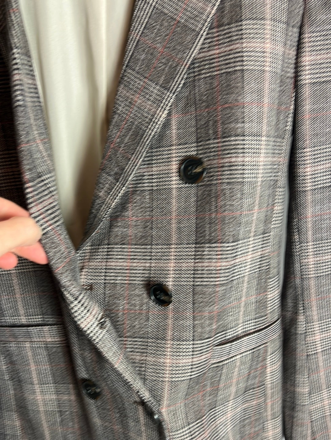 H&M. Blazer cuadros doble botonadura. T 36