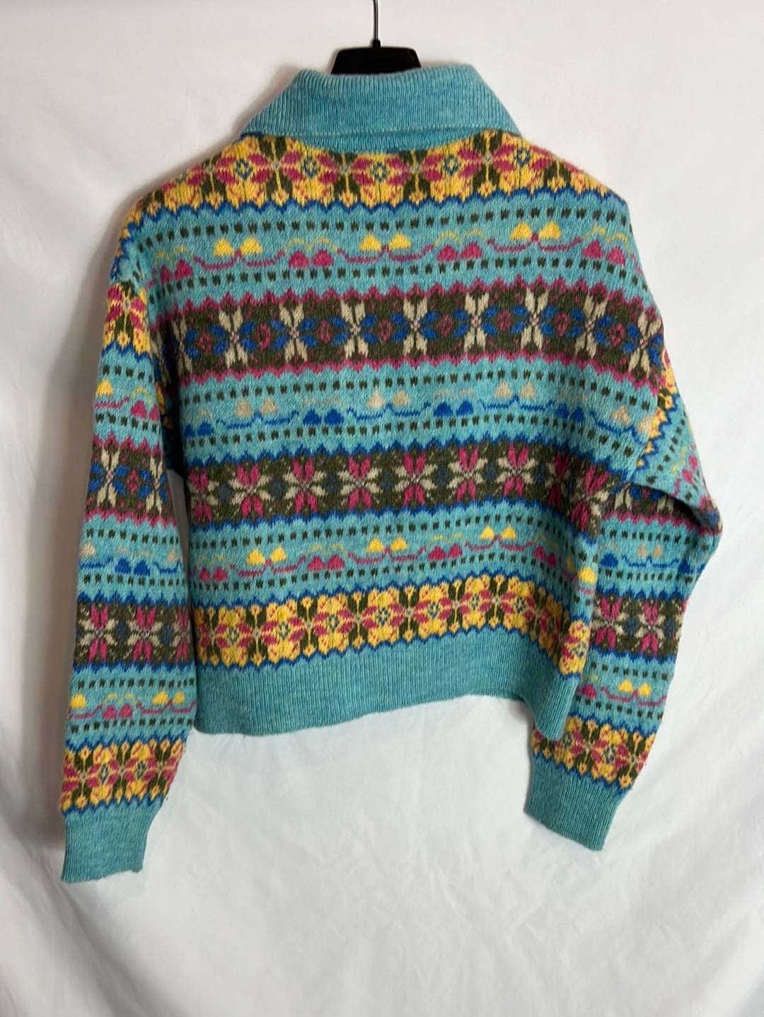 STRADIVARIUS . Cárdigan greca turquesa. T XS