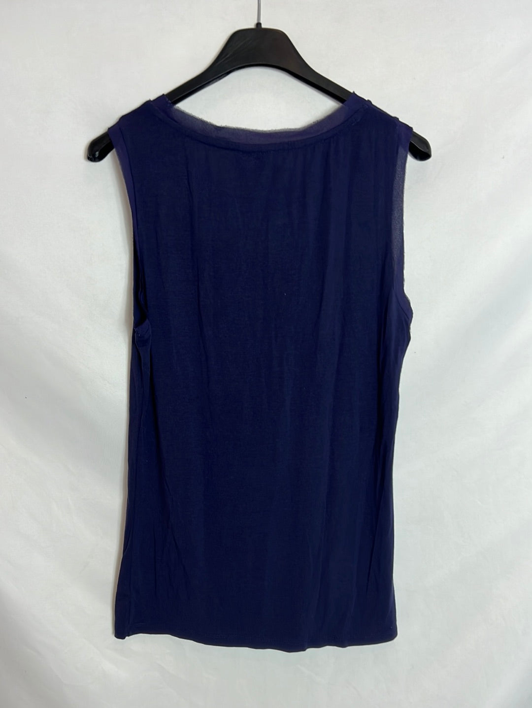 ANN TAYLOR. Top azul morado volantes. T S