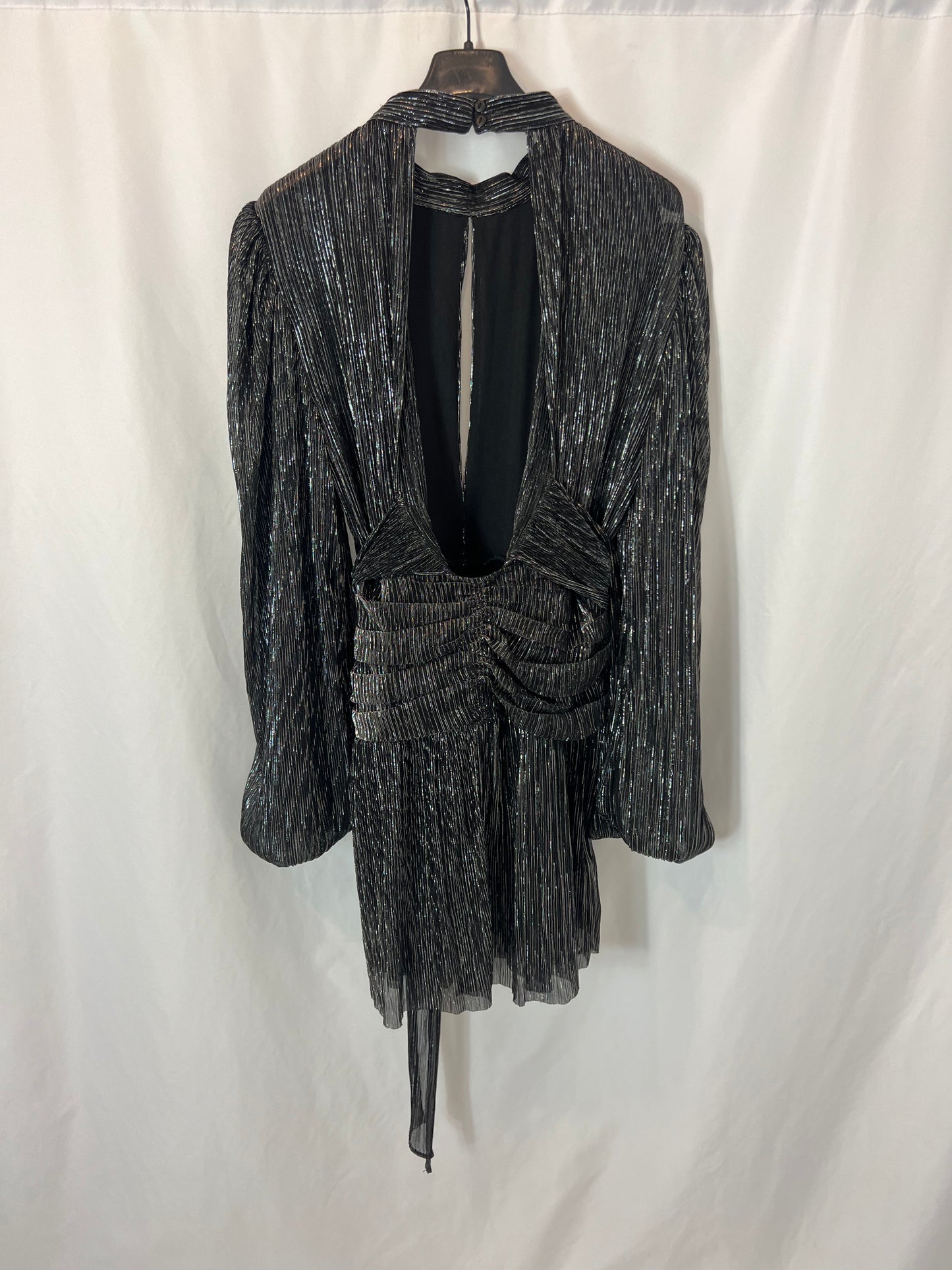 NAME THE BRAND. Short pleated dress with shiny threads. TS