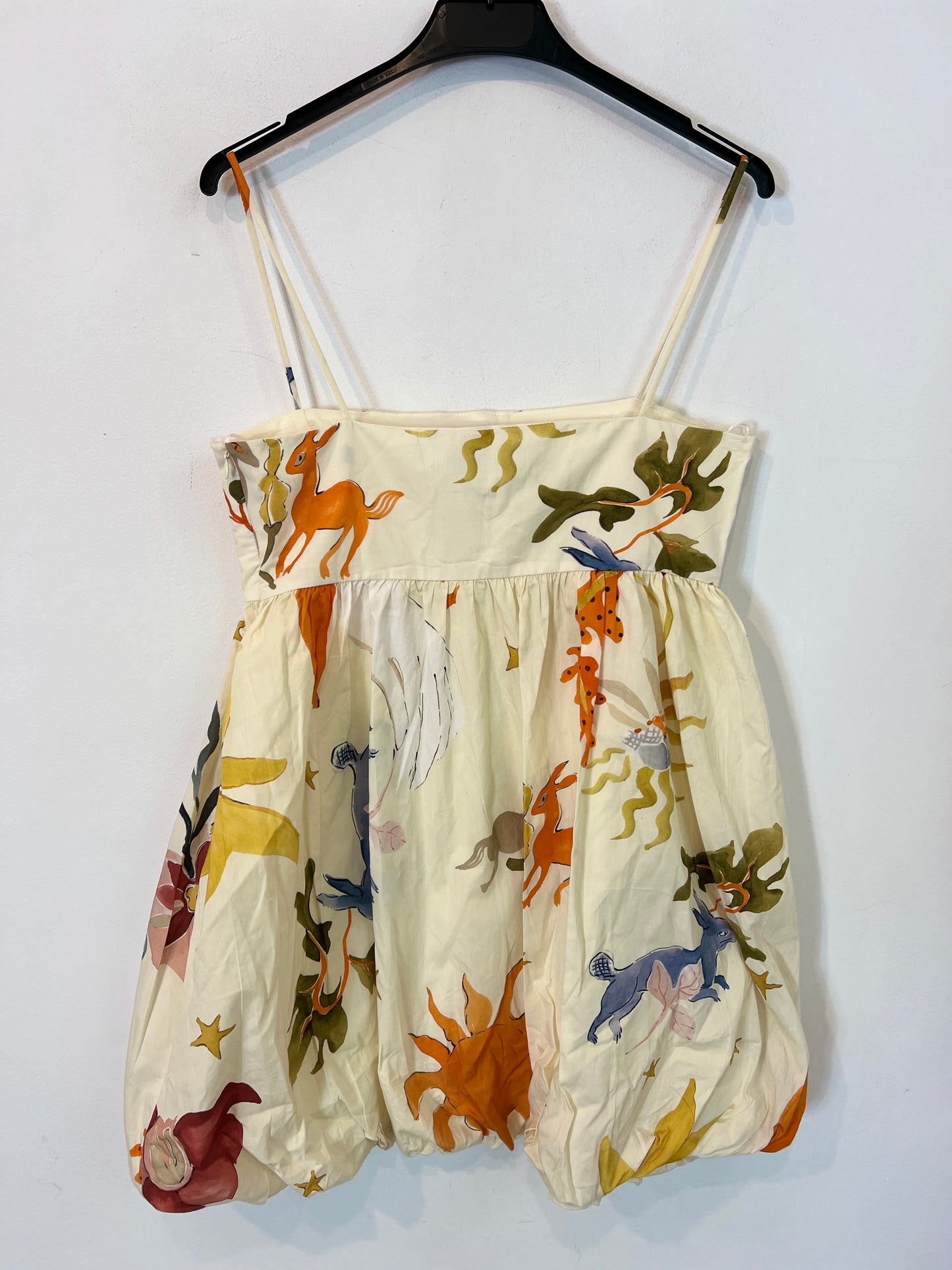 ZARA, Vestido corto beige estampado T.s