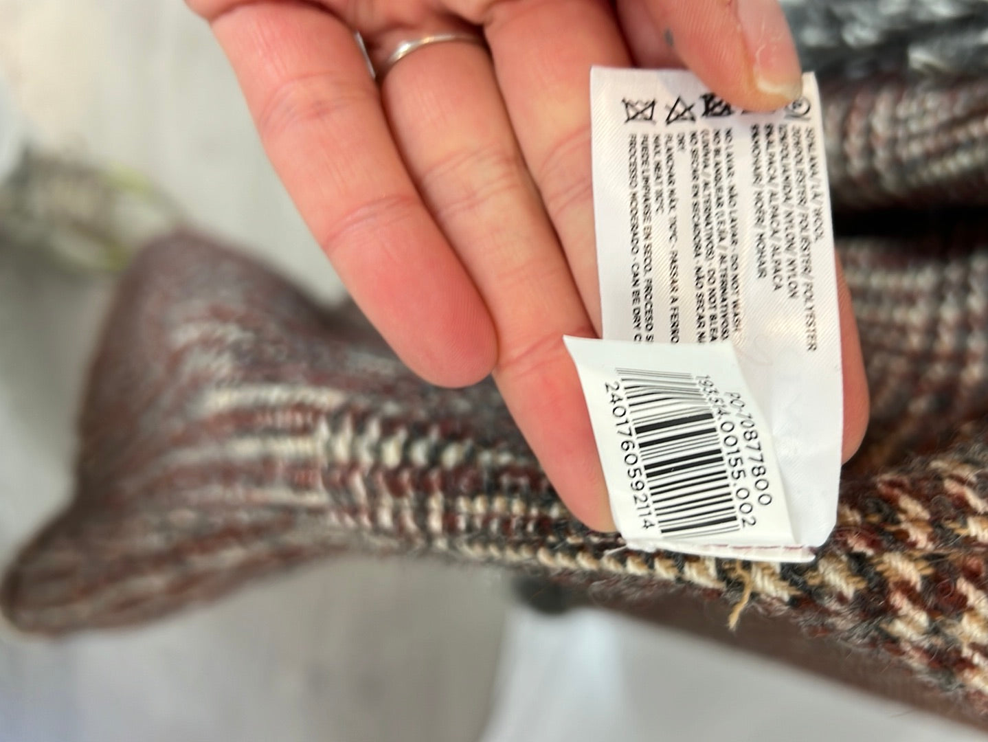 LLOYD'S. Abrigo cuadros flecos T.xs