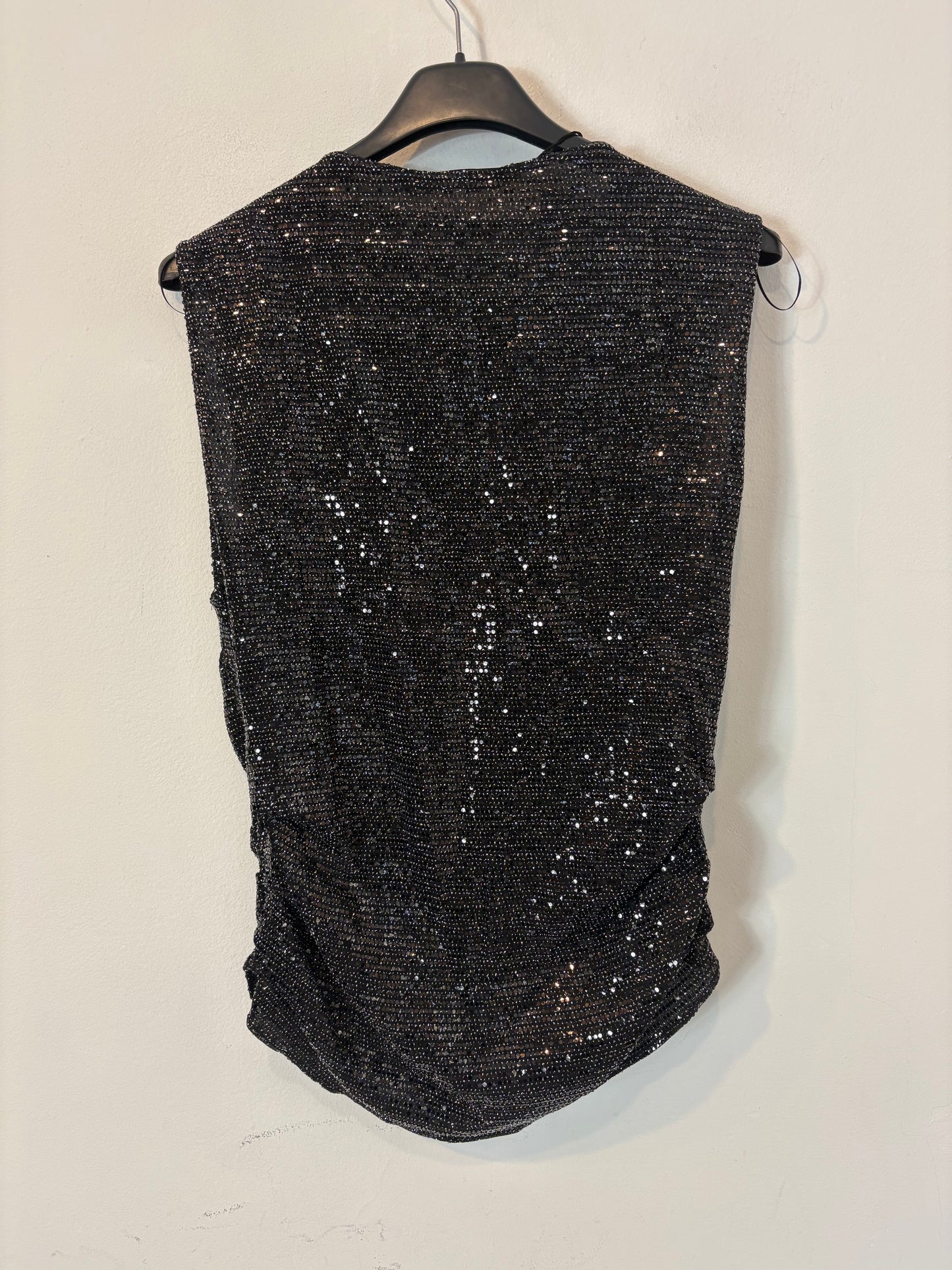 ZARA. Top lentejuelas mini negro