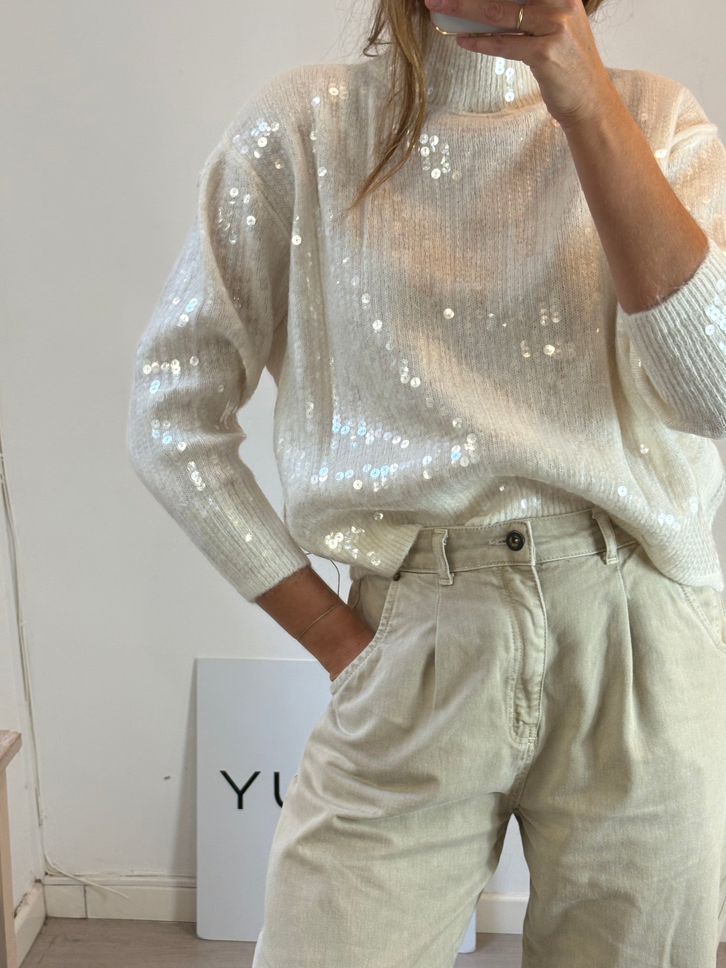 ZARA. Jersey lentejuela mezcla lana