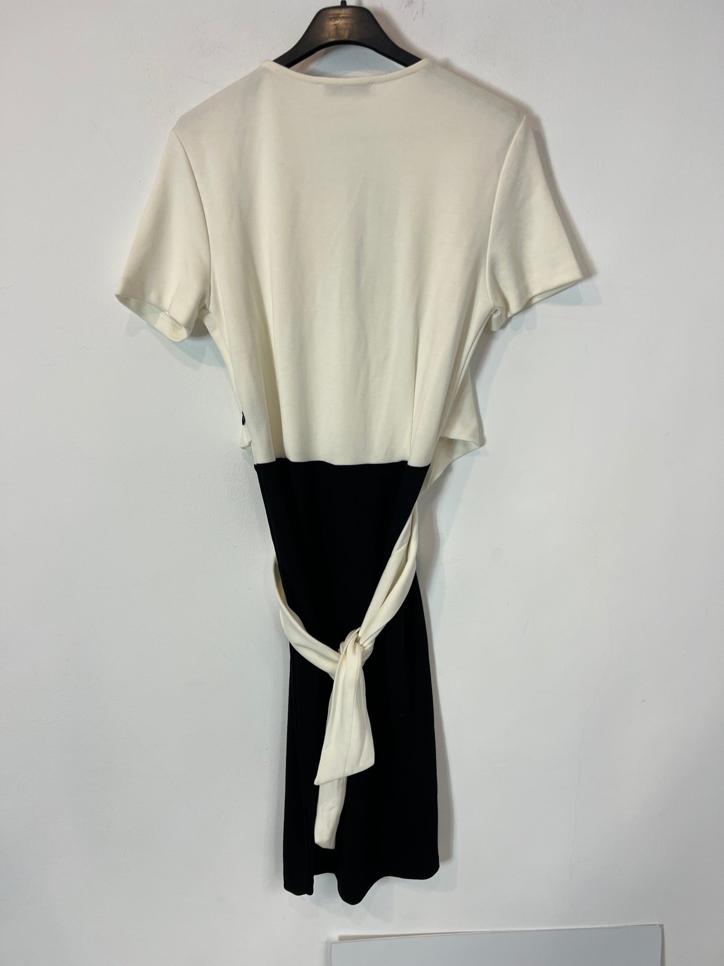 MANGO. Vestido midi bicolor. T S