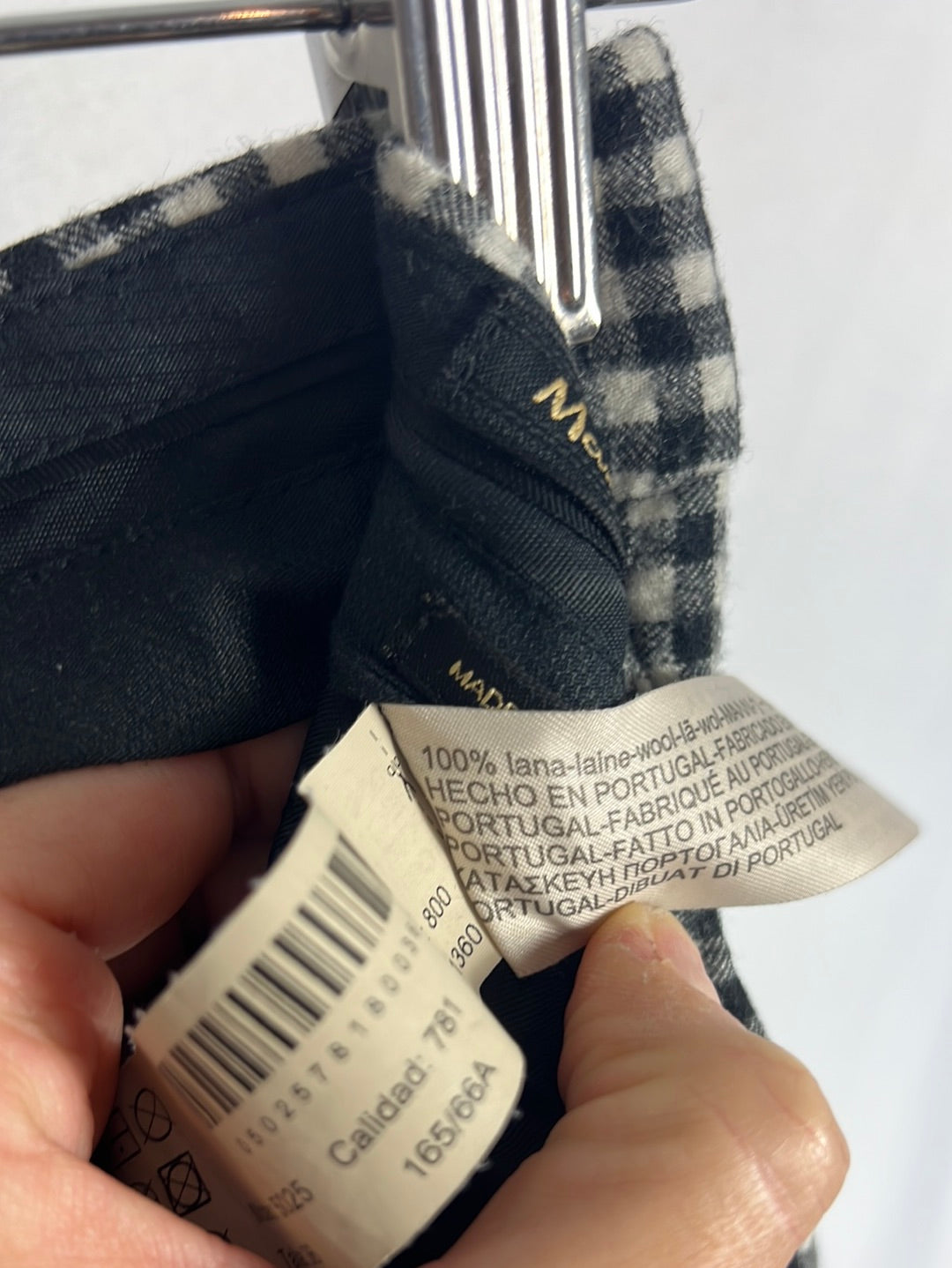 MASSIMO DUTTI. Pantalón vichy lana. T36