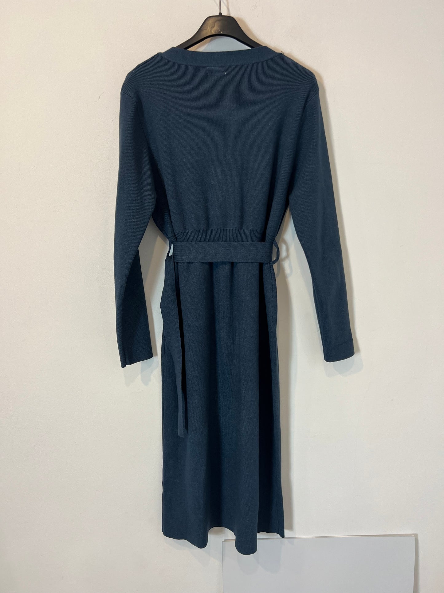 NATURA. Vestido midi punto azul. T S/M