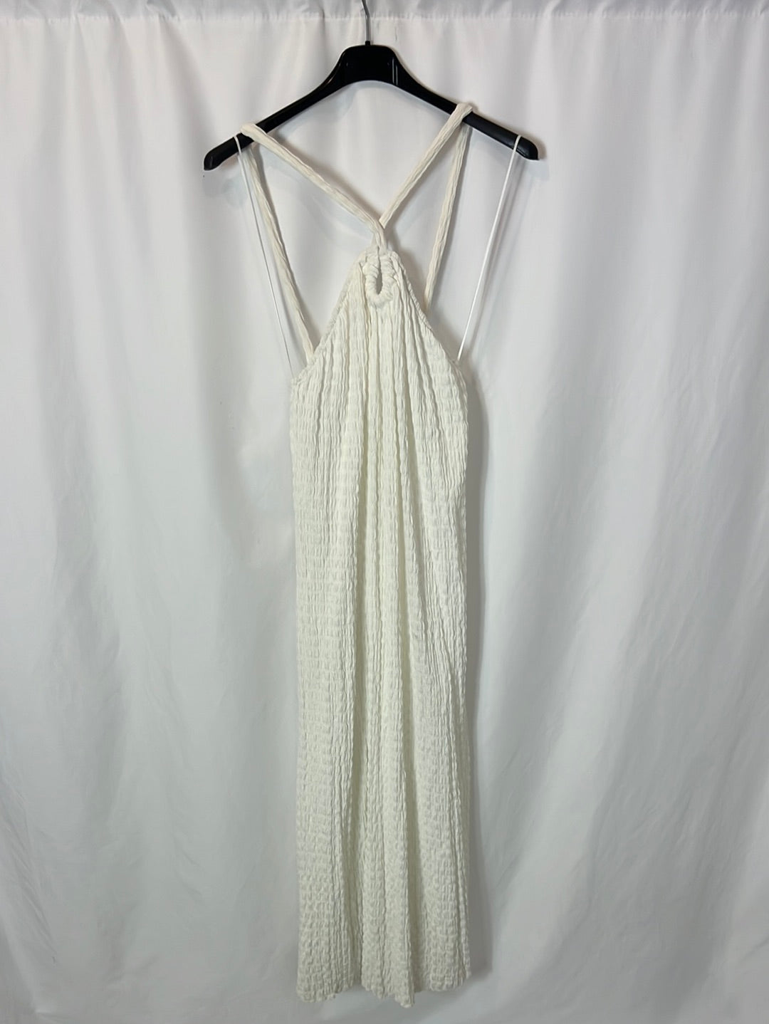 ZARA. White textured midi dress. TM – Hibuy market