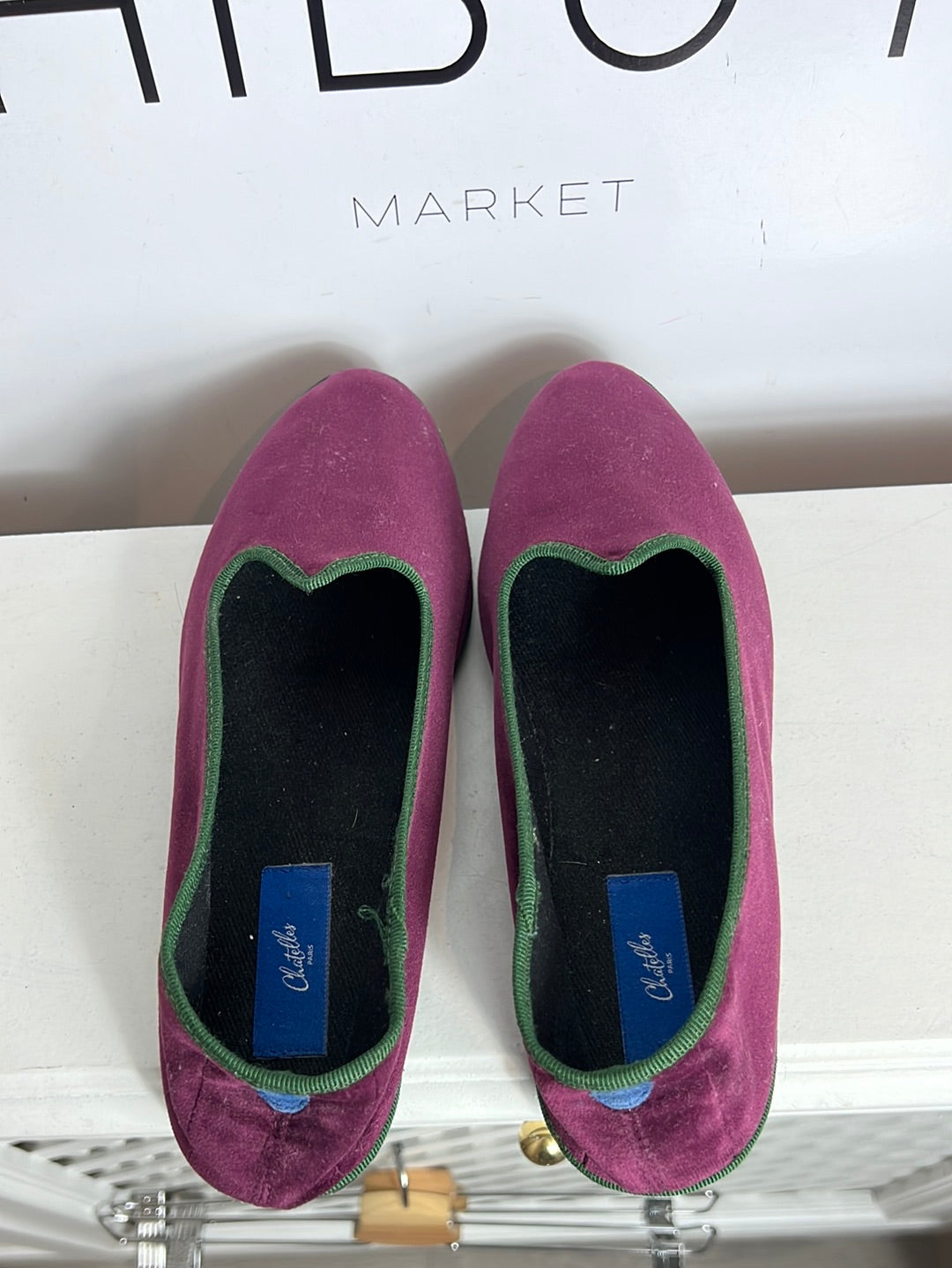 CHATELLES PARIS. Zapato plano terciopelo. T 38