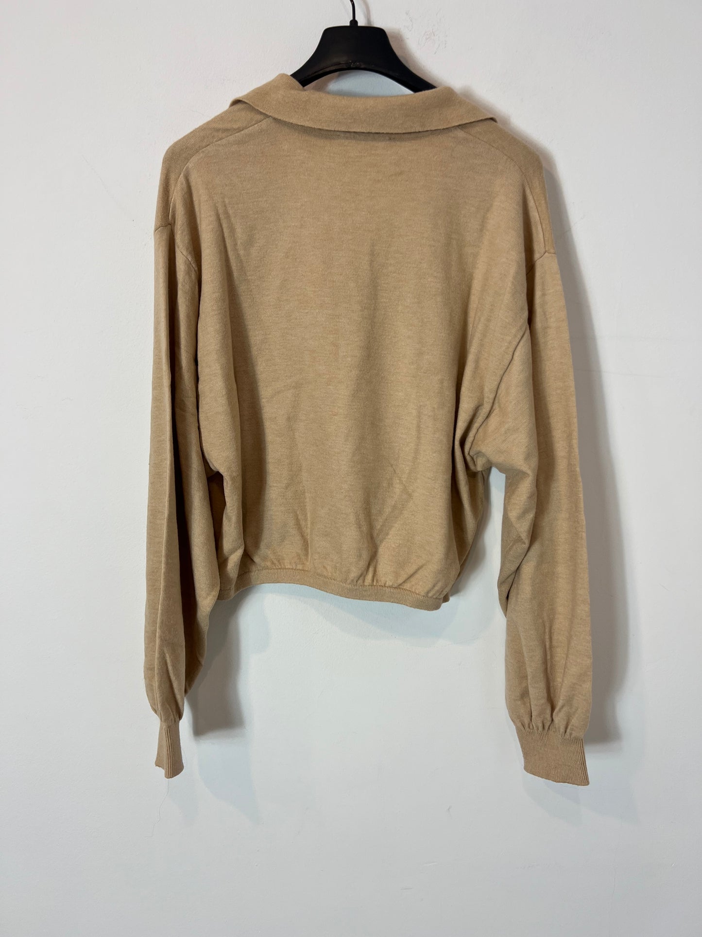 MANGO. Jersey beige polero. T M