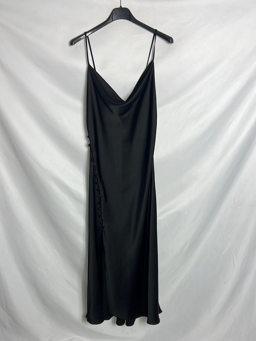 Vestido midi negro satinado T S – Hibuy market