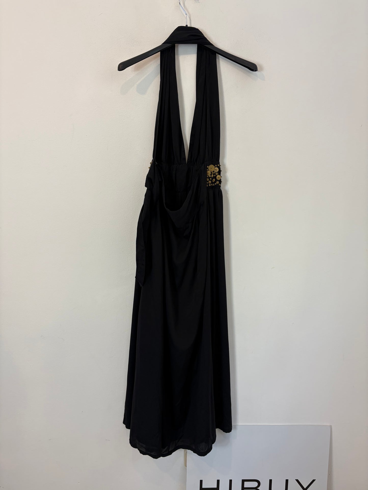 DAL BAT. Vestido midi seda abalorios