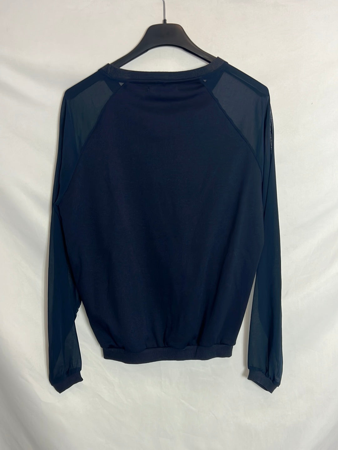 BERSHKA. Sudadera azul doble textura. T S