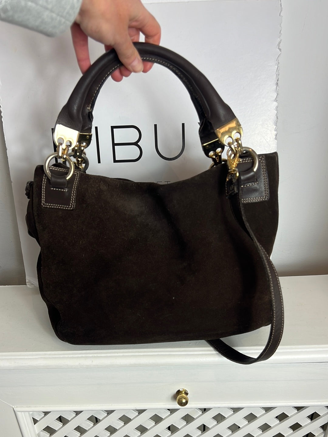 FARRUTX. Bolso piel marrón doble asa