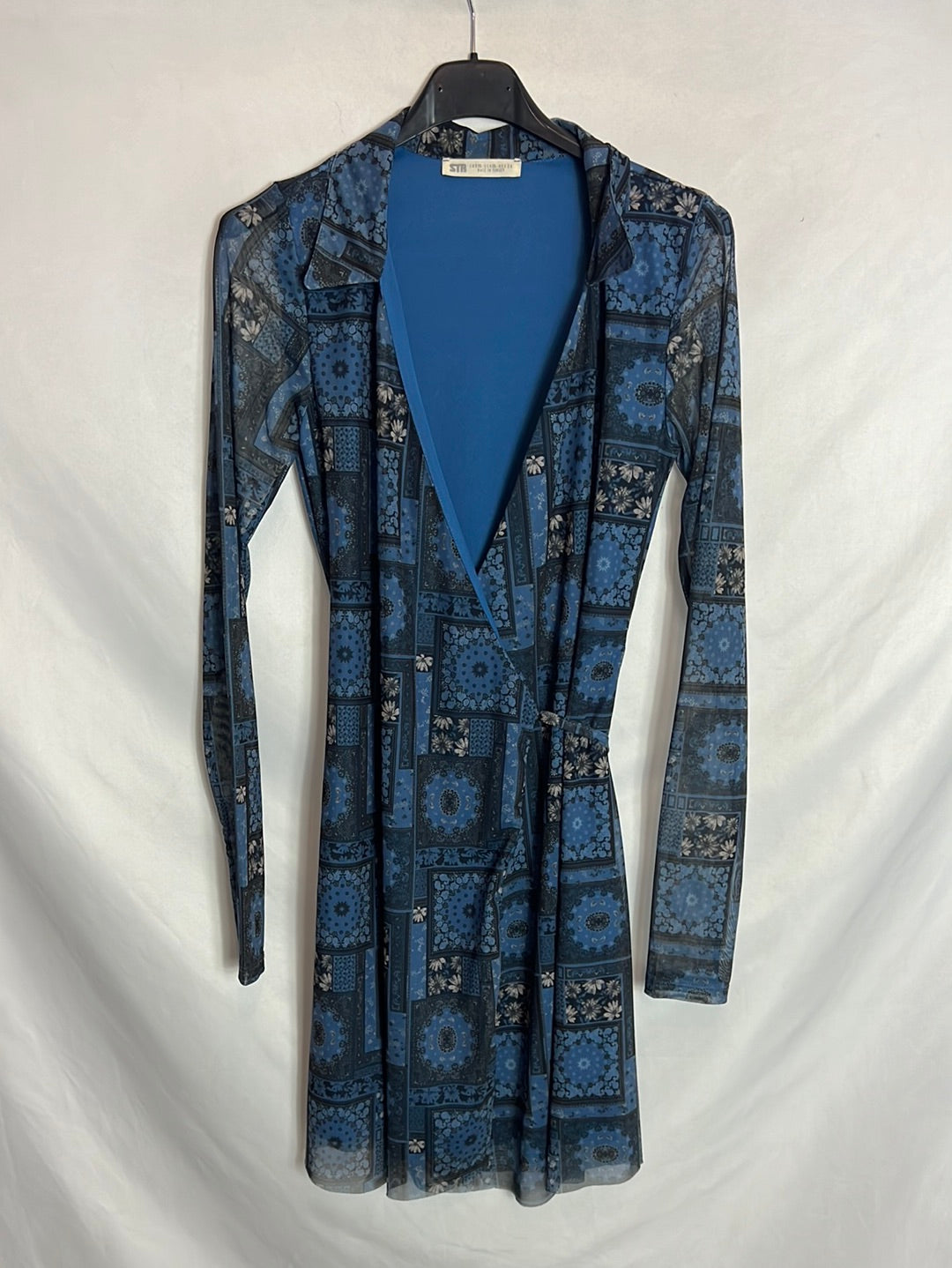 ZARA. Printed blue wrap dress. Size XS – Hibuy market