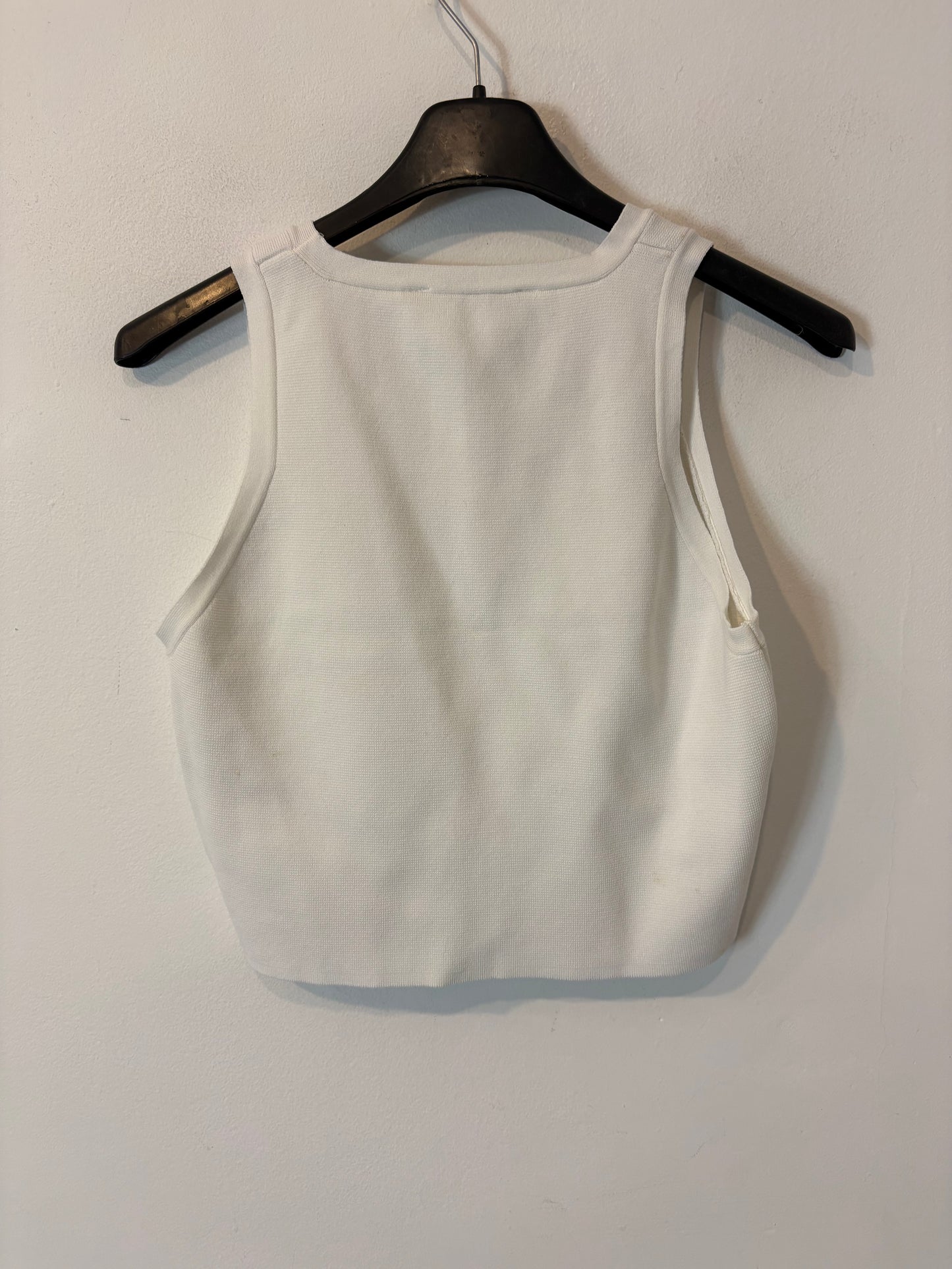 ZARA. Top punto elástico blanco
