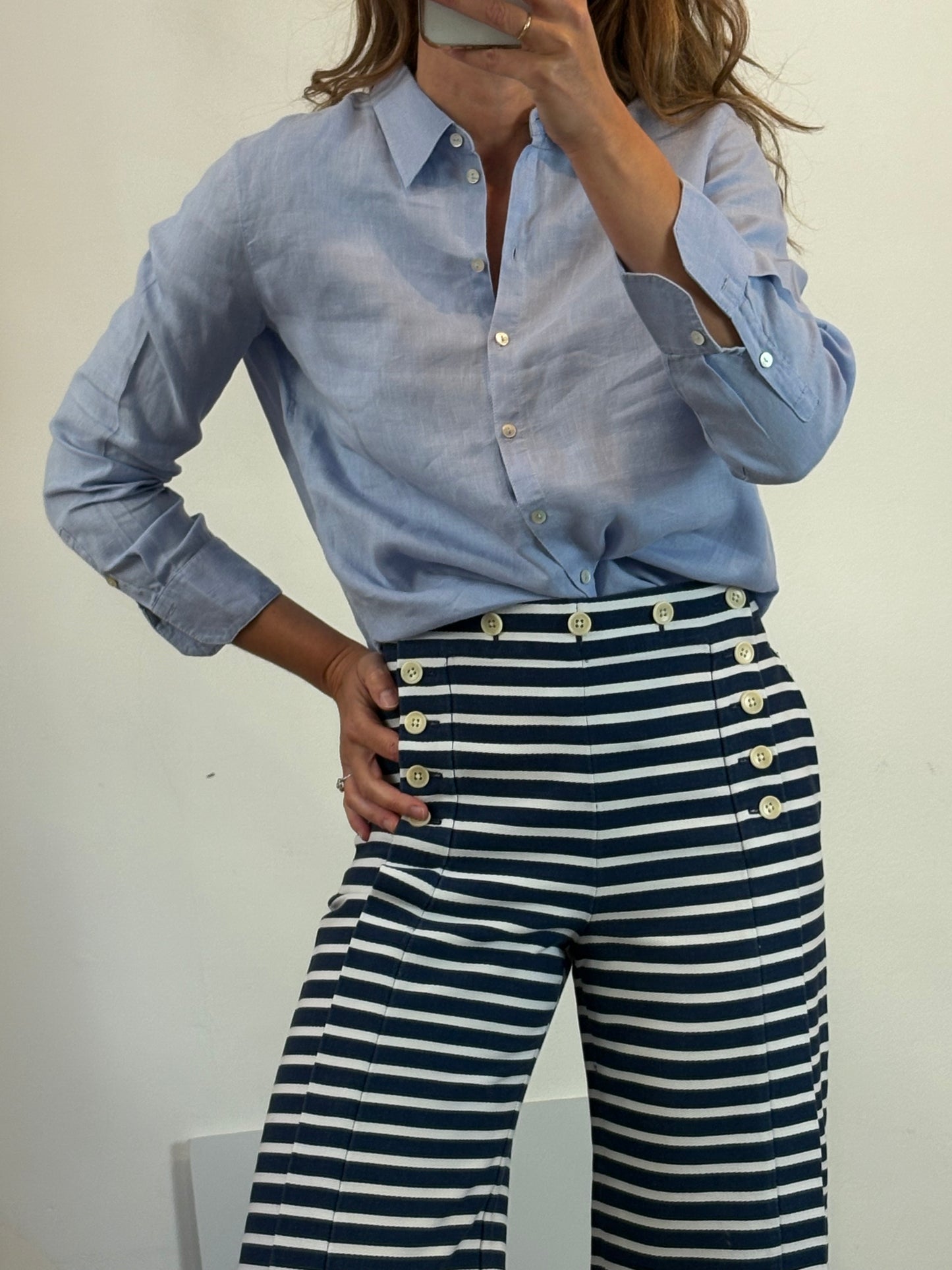 J CREW. Pantalón rayas abotonado