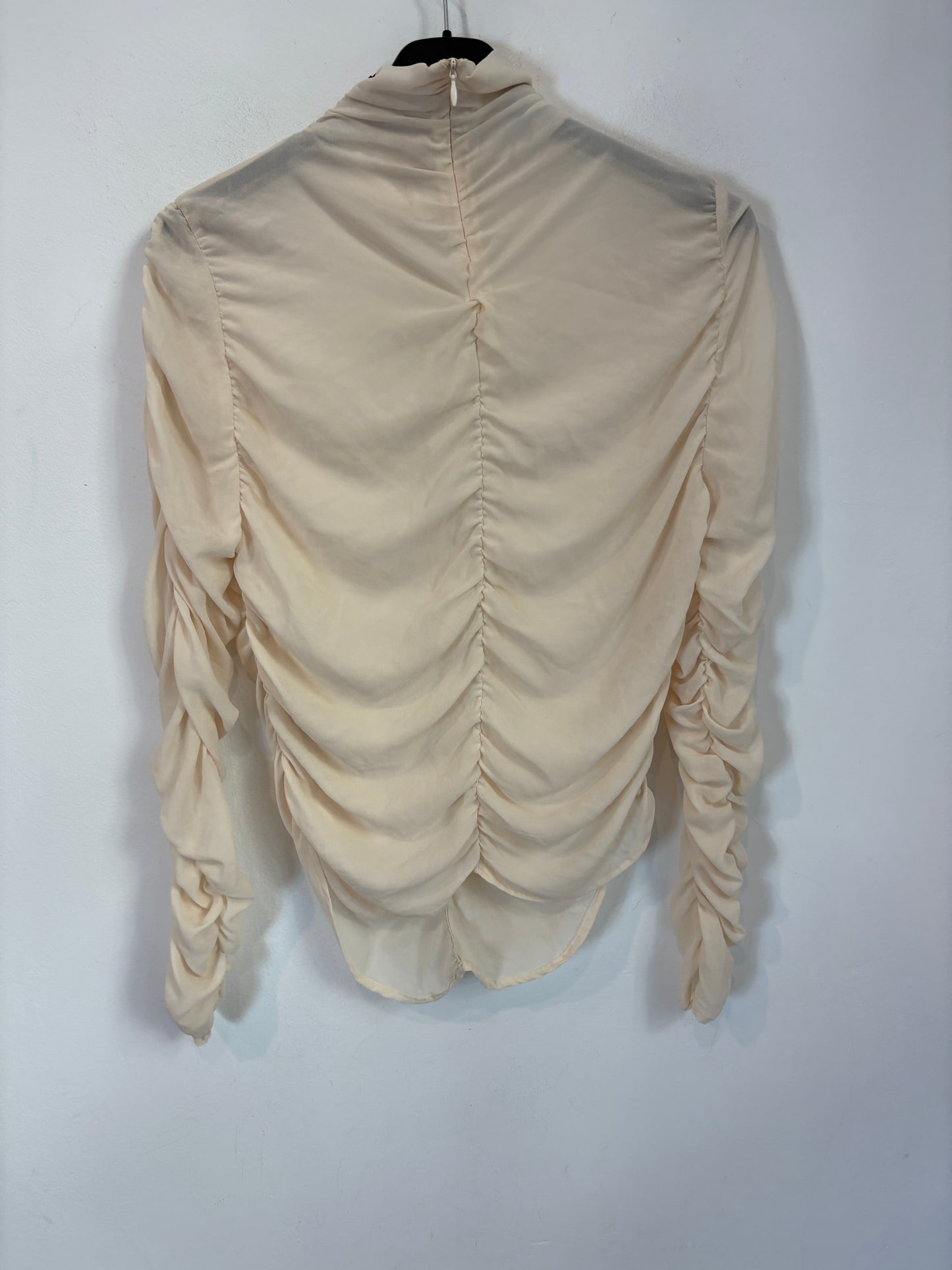 ZARA. Beige stretch tulle top. T.L.