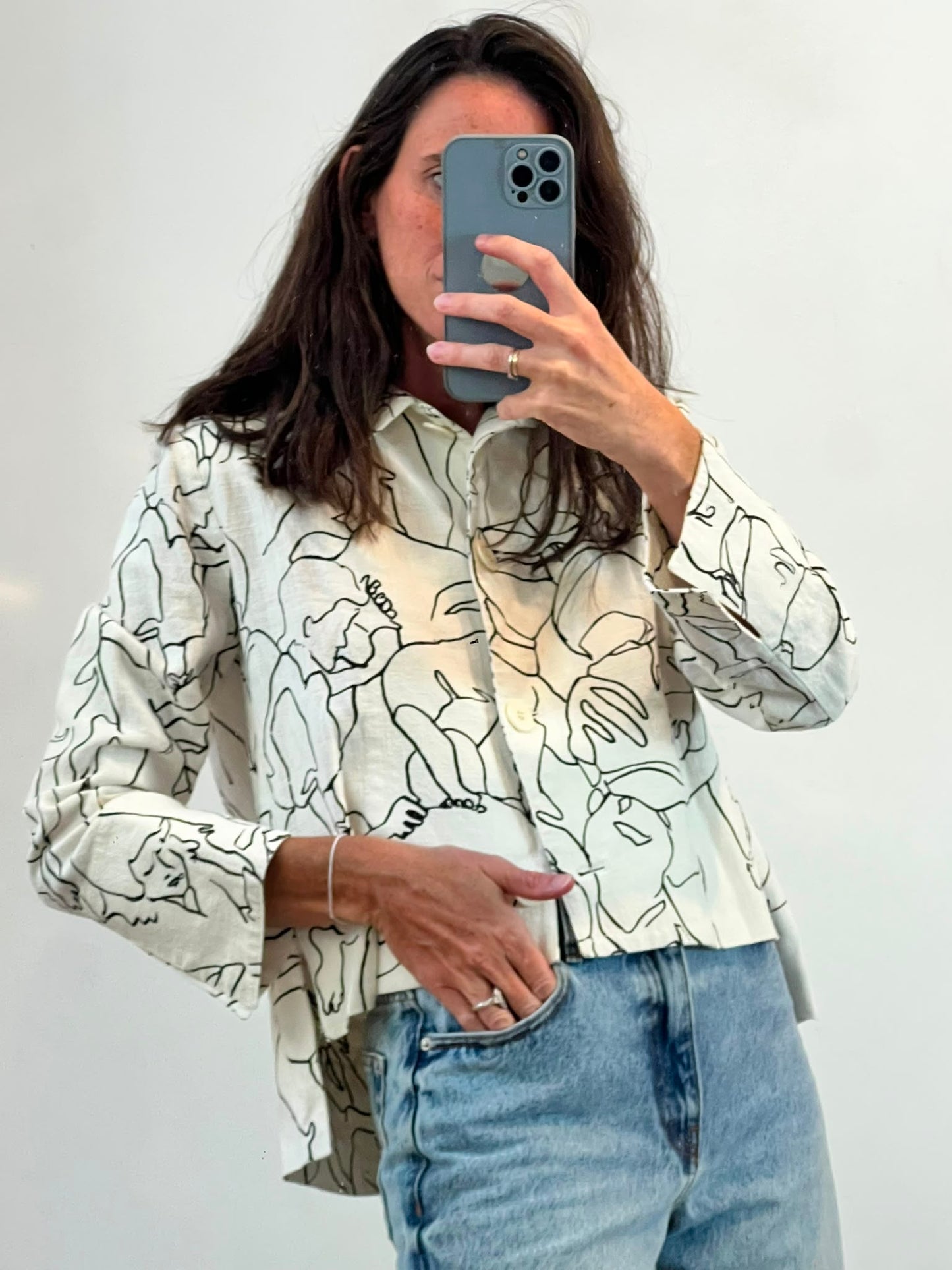 ISABEL DE PEDRO. Chaqueta lino estampada