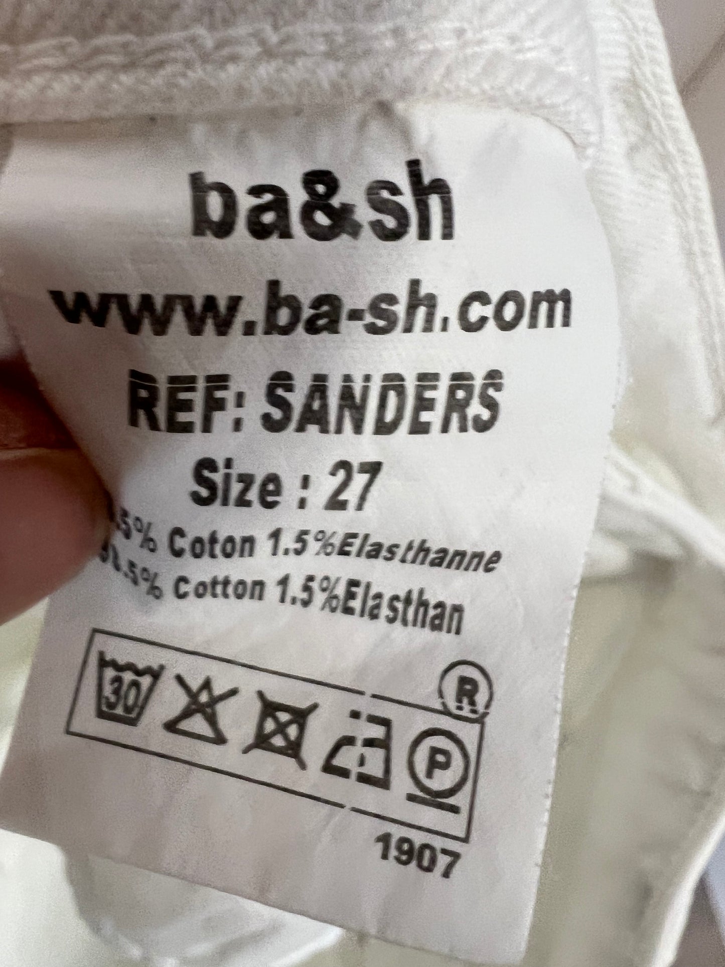 BA&SH. Denim blanco elástico. T 27 (36)