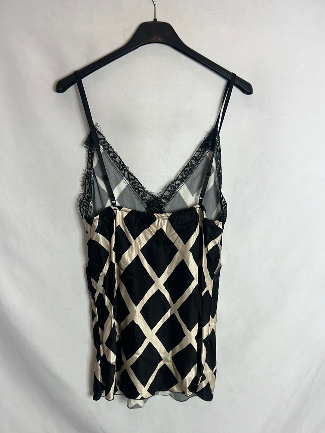 OTHER. Black geometric print lingerie top. TM