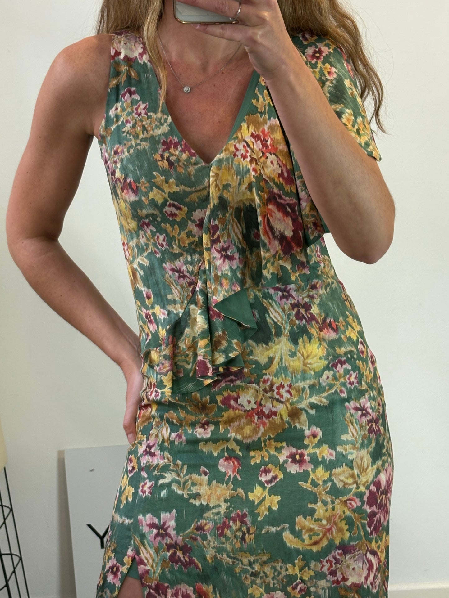 MANGO. Vestido largo estampado