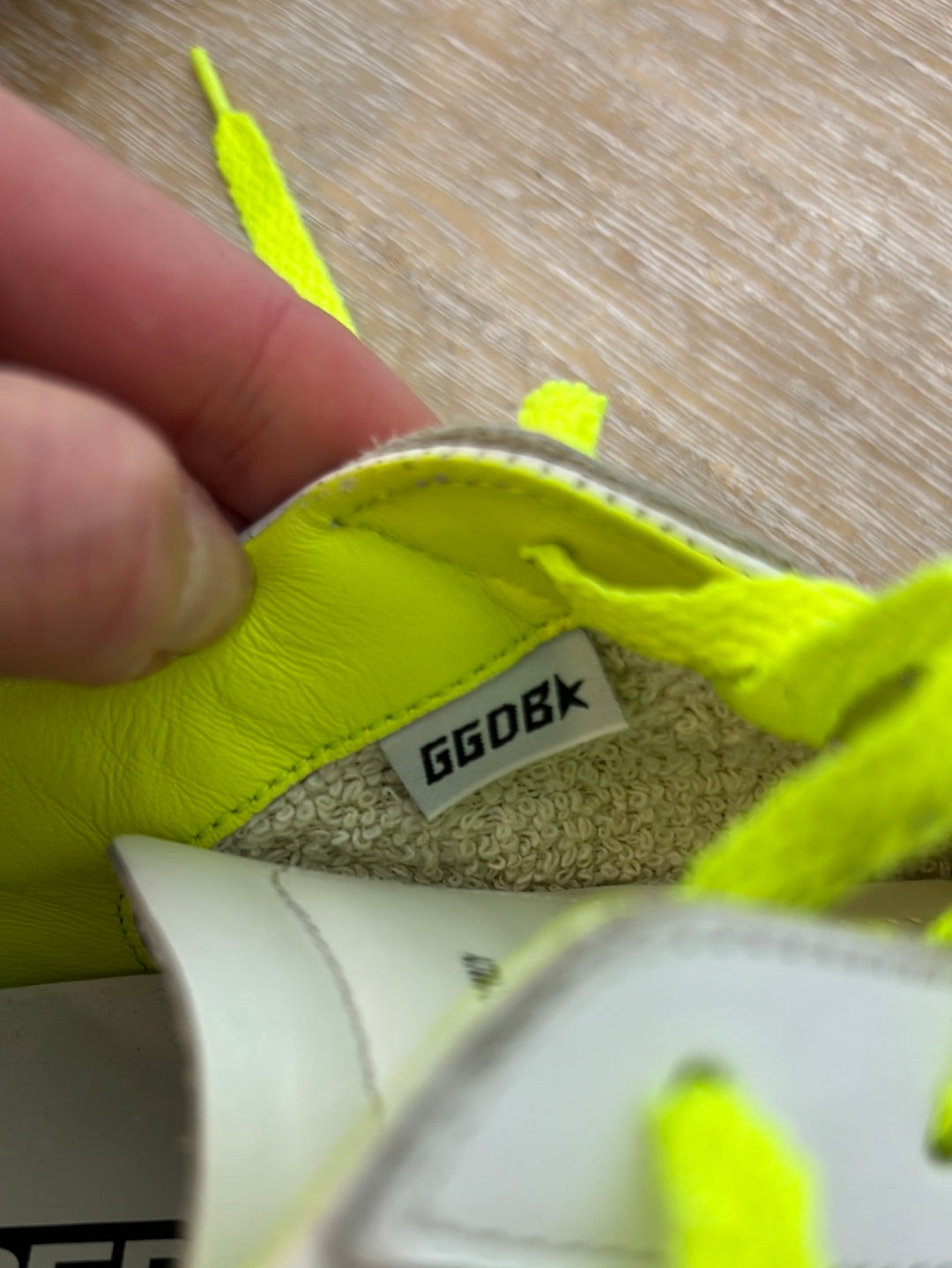 GOLDEN GOOSE. White and fluorescent leather sneakers. Size 39