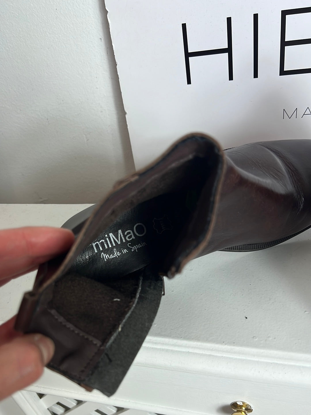 MIMAO. Botones marrones piel. T 38