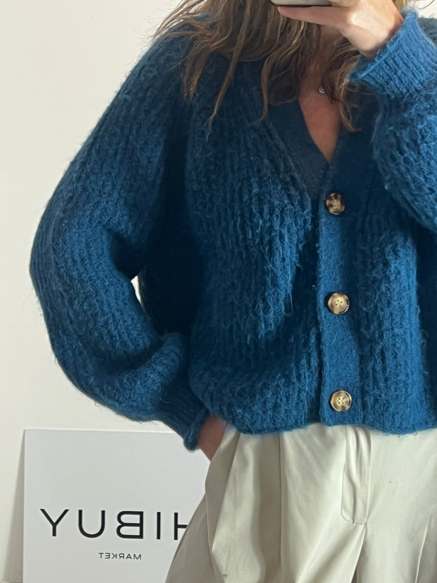 ZARA. Blue cardigan with alpaca and TL wool