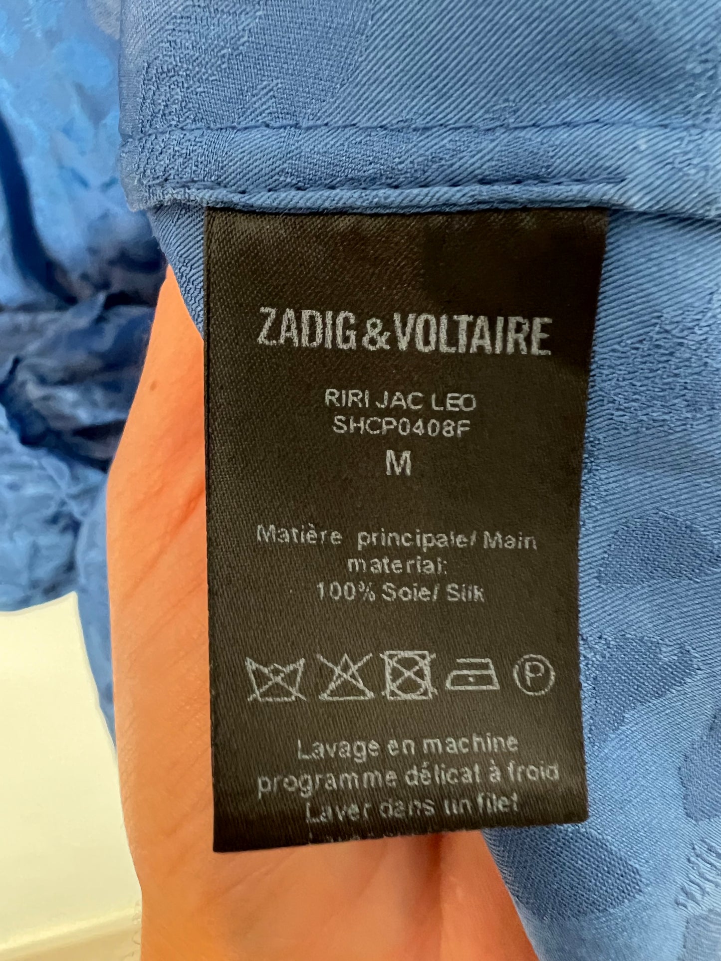 ZADIG&VOLTAIRE. Vestido seda azul estampado T.m