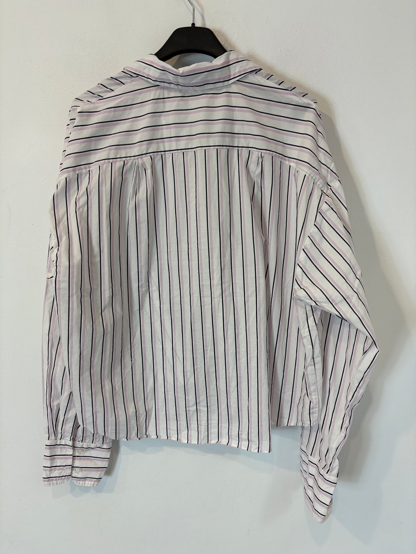 MANGO. Camisa rayas tonos malva. T M