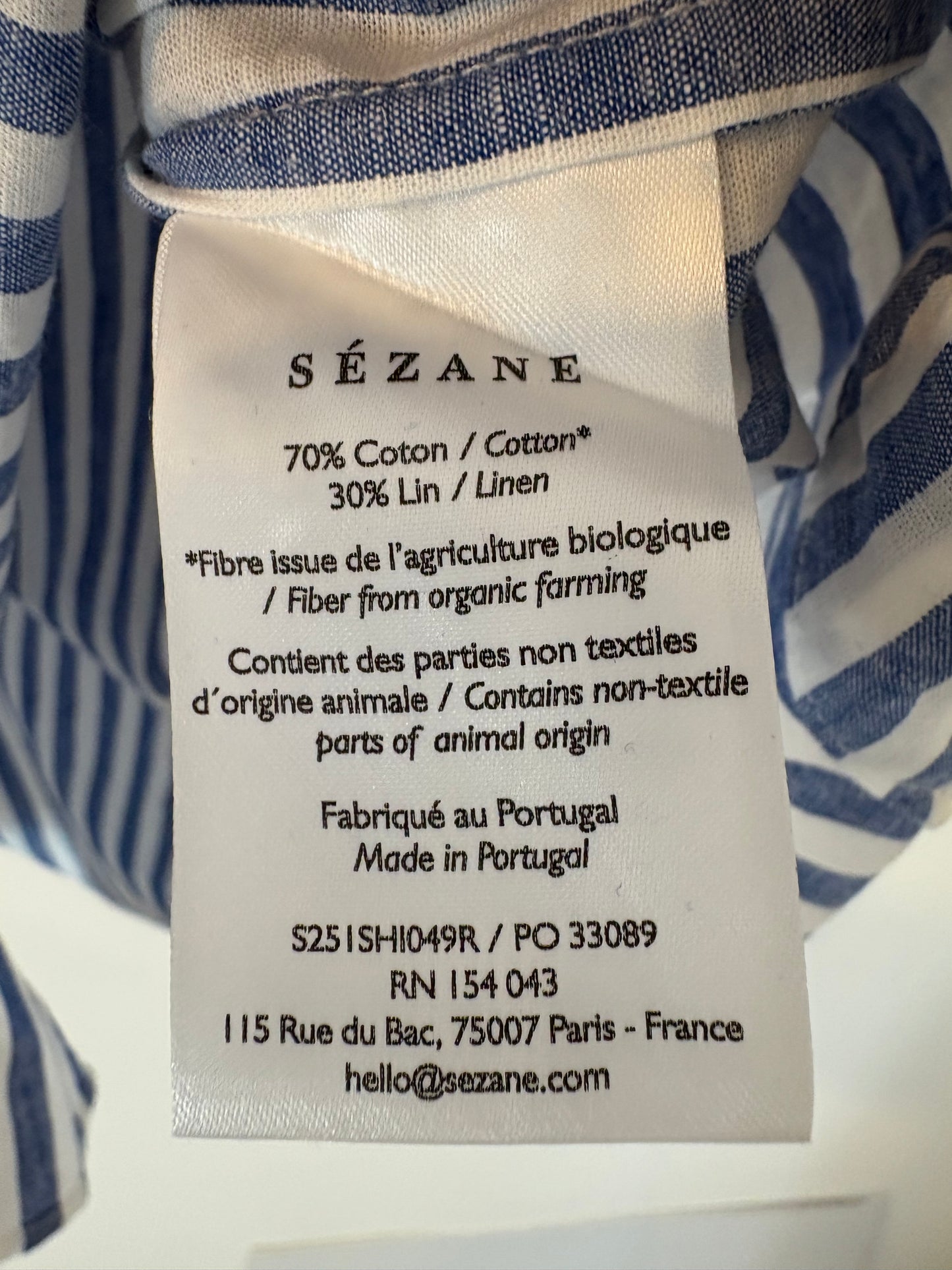 SEZANE. Blusa rayas con algodón. T 36