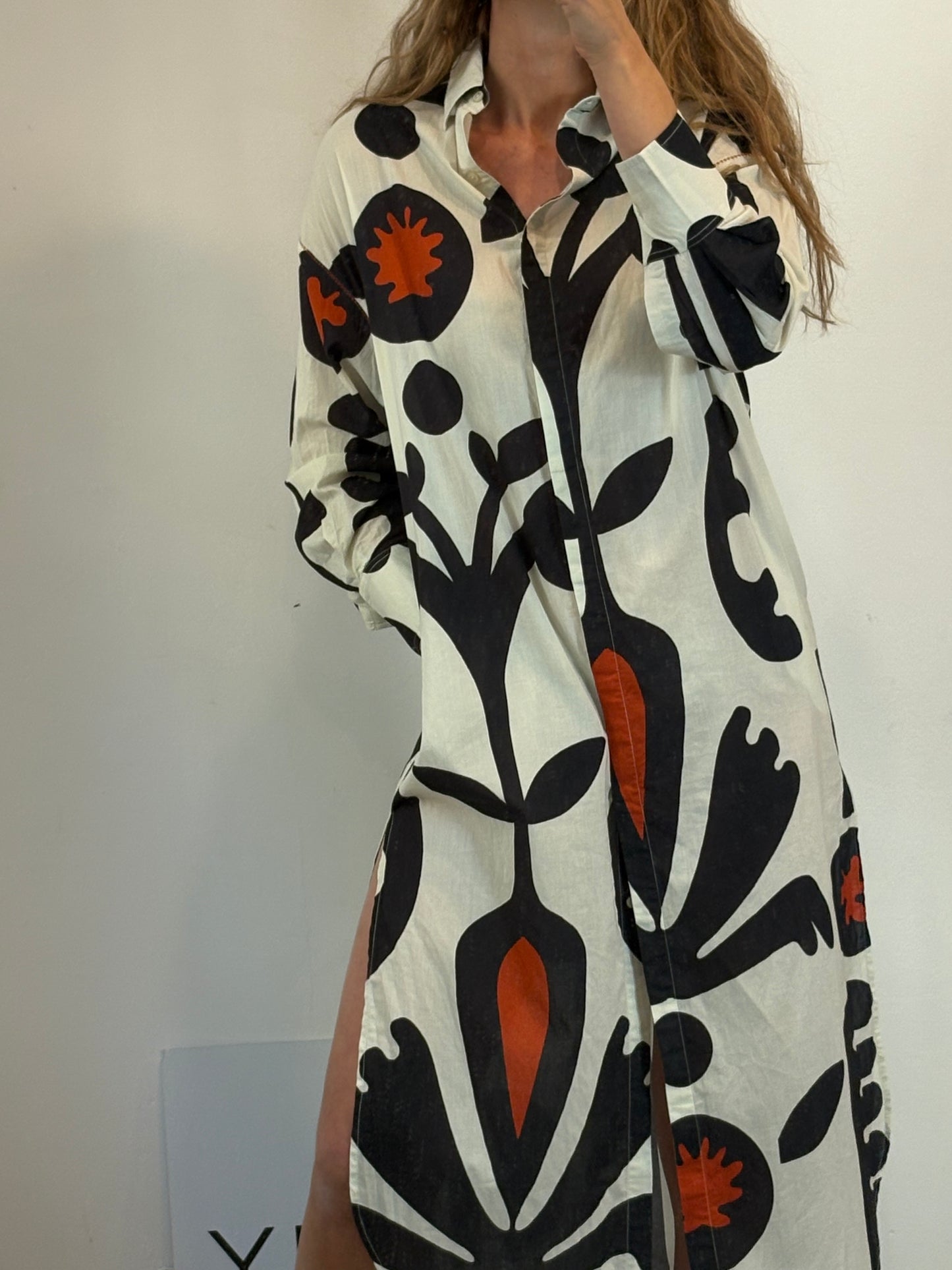 MARE DI LATTE. Vestido largo camisero estampado