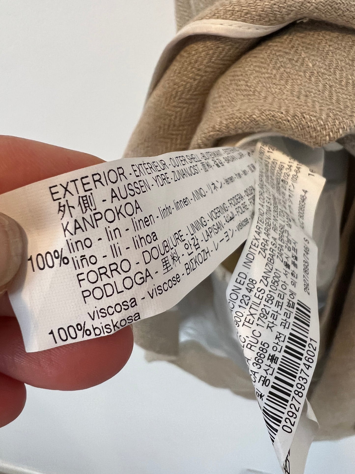 ZARA. Chaqueta lino beige jaspeado. T S