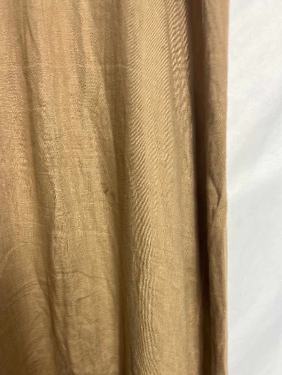 ZARA. Vestido midi lino camel y flúor . T S