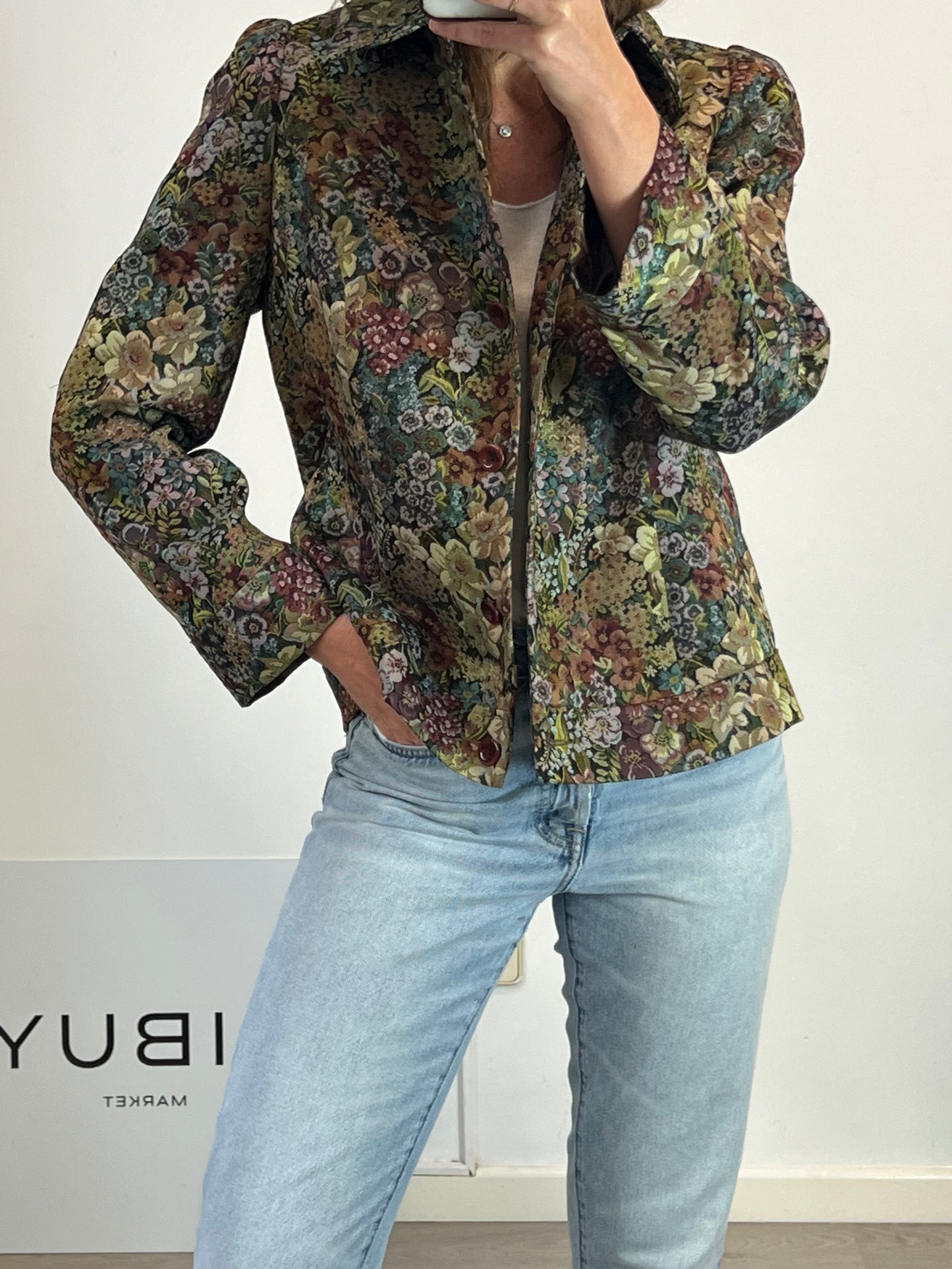 M. LORENZO. Textured floral jacket S.42 (M)