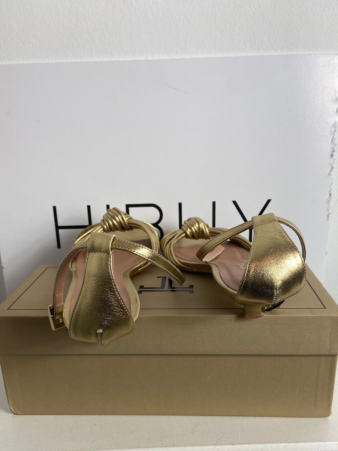 LATOUCHE. Gold knot sandal, size 40