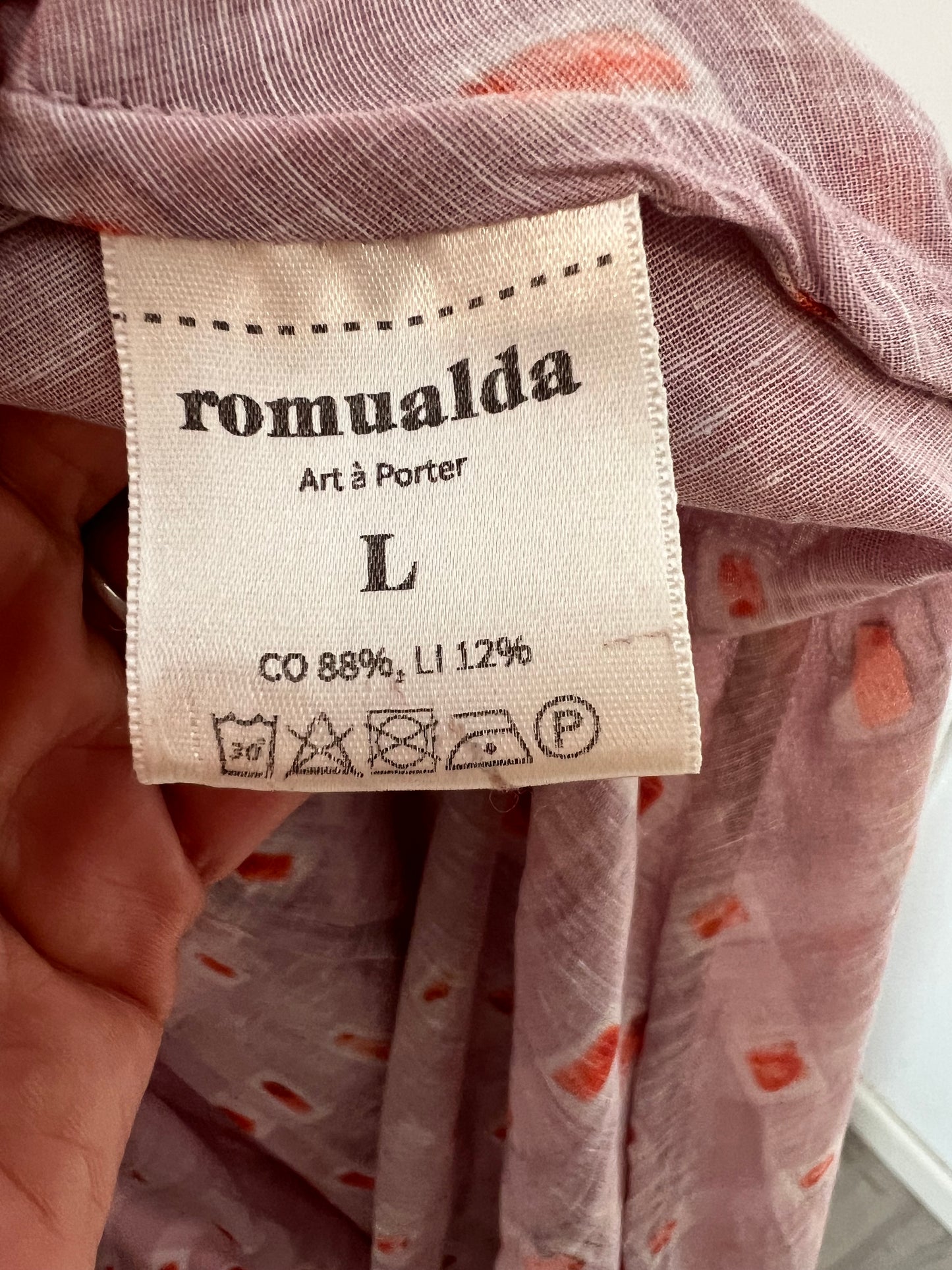 ROMUALDA. vestido rosa estampado T.l