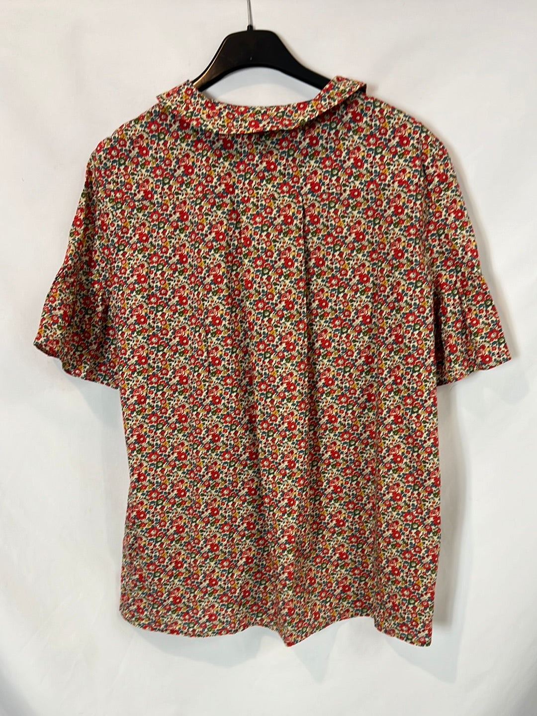 ALOHA TATA. Blusa beige manga corta flores TU(S)