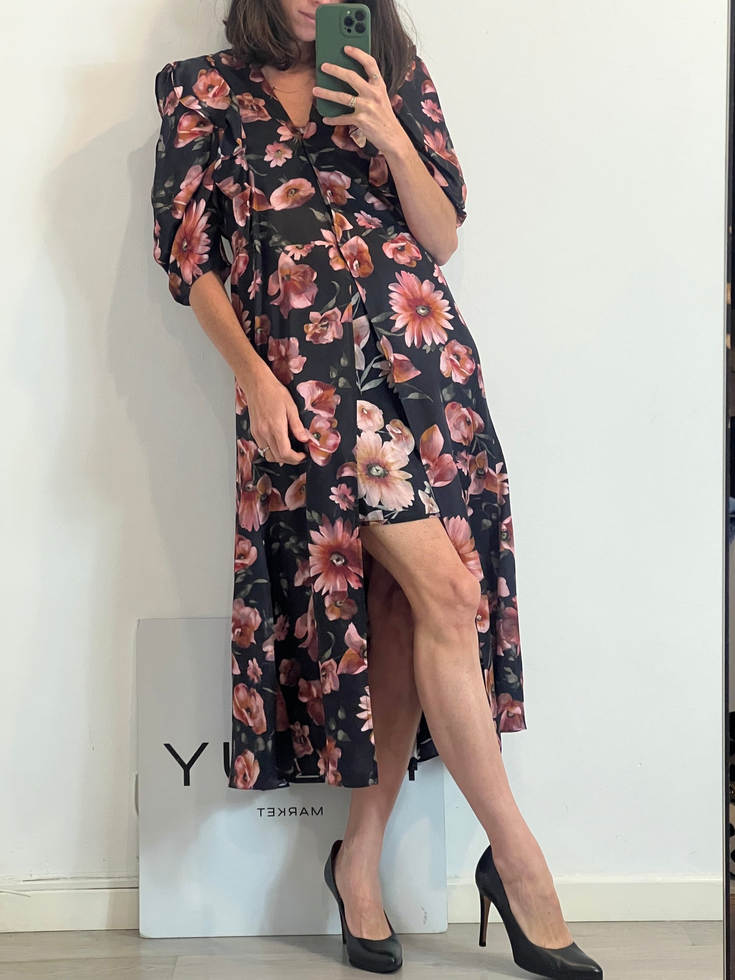 THE KOOPLES. Vestido largo flores con seda